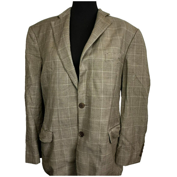BROOKS BROTHERS‎ | 346 Men's 42R Brown Blue Tan Plaid Wool Sport Coat Blazer - Picture 1 of 12
